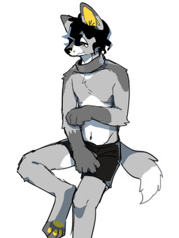 anthro arm_tuft black_bottomwear black_clothing black_hair black_underwear bottomwear clothed clothing elbow_tuft front_view fur grey_body grey_fur hair male mouth_closed navel shoulder_tuft simple_background simple_eyes sitting solo topless tuft underwear unsigned wavy_mouth white_background white_body white_fur asnnonaka noras_(asnnonaka) canid canine mammal 3:4 hi_res