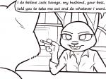 anthro buckteeth cigarette clothed clothing dialogue duo female male parody speech_bubble teeth text tggeko disney pulp_fiction zootopia judy_hopps nick_wilde canid canine fox lagomorph leporid mammal rabbit 2017 4:3 black_and_white crossover english_text monochrome