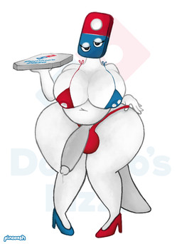 balls_in_panties balls_in_underwear bedroom_eyes belly big_breasts big_penis bikini blue_clothing blue_footwear blue_high_heels bodily_fluids box breasts circumcised clothing clothing_pull container dripping erection eyelashes eyeshadow footwear for_a_head genital_fluids genitals glans gynomorph half-closed_eyes high_heels holding_box holding_container holding_object holding_pizza_box huge_hips huge_thighs humanoid_genitalia humanoid_penis intersex inverted_nipples knock-kneed logo makeup narrowed_eyes navel nipple_outline nipples panties panty_pull penis penis_poking_out pizza_box precum precum_drip red_clothing red_footwear red_high_heels seductive shoes solo standing string_bikini swimwear tail tapering_tail thick_thighs two-piece_swimsuit underwear underwear_pull white_body wide_hips pincoosh domino's_pizza humanoid logo_(species) object_head digital_media_(artwork) hi_res signature