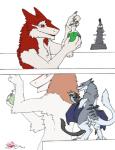 big_dom_small_sub dominant dragon epicwang fumei group lag_(character) male micro midnightcap mythological_creature mythological_scalie mythology pentalis scalie sergal shrinking size_difference size_transformation smaller_male tail transformation trio