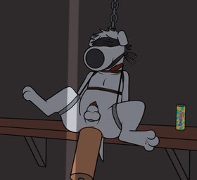 anal anal_penetration animal_genitalia anthro bdsm blindfold blush bondage bound canine_genitalia fucking_machine gag gagged genitals machine male male/male penetration rough_sex sex sheath solo spread_legs spreading submissive submissive_male rotten_robbie family_guy loverboy_(drink) brian_griffin canid canine mammal animated hi_res