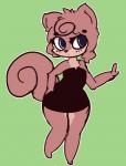 anthro biped chest_tuft clothed clothing female fur grey_eyes hair hand_on_hip raised_arm red_body red_fur red_hair short_hair solo standing tuft mintytea mammal rodent sciurid tree_squirrel sammy_(disambiguation)