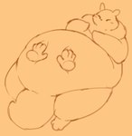 anthro belly belly_play belly_rub big_belly blush blush_lines chubby_cheeks disembodied_hand double_chin huge_belly lying male obese obese_male on_back overweight overweight_male semi-anthro tail thick_tail mariodp rain_world videocult gourmand_(rain_world) slugcat animated hi_res short_playtime