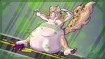 anthro belly car macro male organs overweight overweight_anthro overweight_male paws pinned pinned_to_ground rumbling_stomach solo stomach vehicle vore atelierphos selvy canid canine canis domestic_dog mammal hi_res