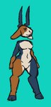 anthro black_body black_fur breasts brown_body brown_fur calico_pattern female fur horn long_horn multicolored_body multicolored_fur null_bulge simple_background solo tan_body tan_fur thick_thighs wide_hips appelsaus constance_(appelsaus) bovid caprine goat mammal 2024 absurd_res digital_drawing_(artwork) digital_media_(artwork) hi_res