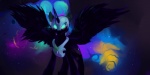 armor black_body black_feathers feathered_wings feathers female feral horn looking_at_viewer planet quadruped solo space wings nyanamo friendship_is_magic hasbro my_little_pony mythology nightmare_moon_(mlp) equid equine mammal mythological_creature mythological_equine winged_unicorn 2:1 cool_colors