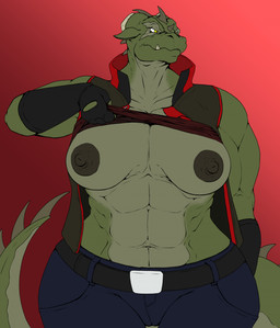 abs anthro belt big_breasts bottomwear breasts camel_toe clothed clothing clothing_lift denim denim_bottomwear denim_clothing female fingerless_gloves flashing flashing_breasts front_view gloves green_body green_scales handwear horn jeans mature_female muscular muscular_anthro muscular_female navel nipples non-mammal_breasts non-mammal_navel non-mammal_nipples pants scales scar shirt shirt_lift solo spiked_tail spikes spikes_(anatomy) tail thigh_gap topwear wide_hips tolerain mythology valyrie_(tolerain) dragon mythological_creature mythological_scalie scalie hi_res