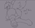 all_fours anal_request anthro anus backsack balls big_butt blep butt clothing ears_up femboy fluffy fluffy_tail genitals hair hoodie kneeling legwear long_hair long_sleeves looking_at_viewer looking_back male oral_request pawpads paws presenting presenting_hindquarters puffy_sleeves raised_tail requesting rimming_request scales sex_request smile smirk solo tail text thigh_highs tongue tongue_out topwear gneffbutter spip_(gneffbutter) arthropod crustacean domestic_cat felid feline felis hybrid mammal marine shrimp monochrome