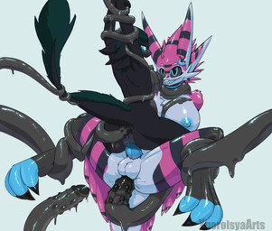 abdominal_bulge anal anal_penetration anthro balls belly big_breasts breast_grab breast_squish breasts duo female female_penetrated genitals glistening glistening_body gynomorph gynomorph/female gynomorph_penetrating gynomorph_penetrating_female hand_on_breast huge_breasts intersex intersex/female intersex_penetrating intersex_penetrating_female latex latex_body latex_tentacles penetration penis restrained restrained_by_tentacles sex squish tapering_penis tentacle_in_ass tentacle_penetration tentacle_sex tentacles vaginal yporolsya naala_(yporolsya) avali latex_creature living_latex resomi absurd_res hi_res