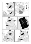 anthro beard biped bottomwear clothing facial_hair hoodie humanoid_hands kemono male outside pants sad slightly_chubby smoking solo text topwear hottophoto canid canine canis domestic_dog mammal 2022 absurd_res comic hi_res japanese_text monochrome