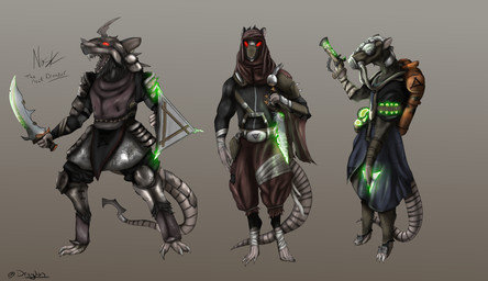 anthro armor black_body black_fur buckteeth claws clothed clothing dagger ear_piercing fangs feet foot_wraps fur gas_mask group gun handgun headgear helmet holding_dagger holding_gun holding_handgun holding_melee_weapon holding_object holding_pistol holding_ranged_weapon holding_shield holding_weapon hood male mask melee_weapon open_mouth piercing pistol ranged_weapon red_eyes shield shuriken standing teeth weapon wraps susono warhammer_(franchise) warhammer_fantasy mammal murid murine rat rodent skaven absurd_res hi_res