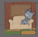 2022 animal_crossing anthro biped bootyfluff bottomless clothed clothing digital_drawing_(artwork) digital_media_(artwork) domestic_cat felid feline felis female fur furniture lolly_(animal_crossing) mammal multicolored_body multicolored_fur nintendo reclining sitting sketch sleeping sofa solo striped_body striped_fur stripes