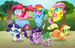 cannon cutie_mark female feral group horn plant ranged_weapon tail tree weapon wings aleximusprime friendship_is_magic hasbro my_little_pony mythology applejack_(mlp) fluttershy_(mlp) mane_six_(mlp) pinkie_pie_(mlp) rainbow_dash_(mlp) rarity_(mlp) spike_(mlp) twilight_sparkle_(mlp) dragon earth_pony equid equine horse mammal mythological_creature mythological_equine mythological_scalie pegasus pony scalie unicorn winged_unicorn