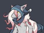 anthro breasts female fur hair hood long_hair red_body red_fur red_hair small_breasts solo white_body white_fur white_hair yellow_eyes sealer4258 nintendo pokemon seal_(sealer4258) generation_8_pokemon hisuian_form hisuian_zoroark pokemon_(species) regional_form_(pokemon) colored half-length_portrait portrait