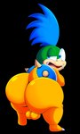 anthro backsack balls big_butt blue_eyes blue_hair butt freckled_butt freckles genitals hair male nude presenting presenting_hindquarters shell solo spikes tepigfan101 mario_bros nintendo koopaling larry_koopa koopa scalie absurd_res hi_res