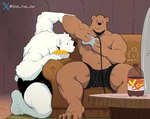 2024 adopted_(lore) adoptive_brother_(lore) adoptive_brothers_(lore) adoptive_sibling_(lore) anthro anthro_on_anthro armpit_sniffing barazoku barefoot bear beverage beverage_bottle biceps big_muscles bottle bowl briefs briefs_only brown_bear bulge cartoon_network claws clothed clothing cola container controller dated dot_eyes duo feet food fur furniture game_controller gaming grizzly_(we_bare_bears) grizzly_bear hi_res ice_bear_(we_bare_bears) inside kneeling male male/male mammal muscular muscular_anthro muscular_male navel on_sofa pecs playing_video_game polar_bear pseudo_incest_(lore) rug shan_yao_jun signature sitting smile sniffing soda sofa table thick_thighs topless topless_anthro topless_male tuft underwear underwear_only ursine we_bare_bears x_(social_media) x_corporation