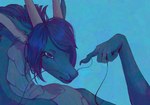 barbel_(anatomy) blue_body blue_eyes blue_hair blue_scales claws eyelashes hair horn mane scales solo unknown_artist mythology sorika_mai_selena dragon eastern_dragon mythological_creature mythological_scalie scalie