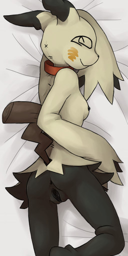 anthro anus areola biped breasts butt collar collar_only female genitals lying nipples nude nude_anthro nude_female on_front pokemorph rear_view smile solo spiral spiral_eyes tail vulva yellow_body sealer4258 nintendo pokemon mimi_(sealer4258) generation_7_pokemon mimikyu pokemon_(species) 2026 absurd_res digital_drawing_(artwork) digital_media_(artwork) hi_res