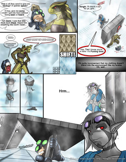 anthro clothing dialogue duo eyewear eyewear_on_head female goggles goggles_on_head hair high-angle_view invisible low-angle_view male standing text towel undressing dark_nek0gami everquest gami_cross picasso_(dark_nek0gami) grei human iksar mammal scalie 2005 comic english_text