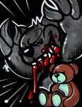 angry barbarian blood bodily_fluids graffiti plushie teddy_bear toony transformation nicohhusky teddy_bear_(species) digital_media_(artwork) hi_res