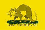 ambiguous_gender angry arched_back black_and_yellow feral fur gadsden_flag grass hissing libertarian_flag open_mouth plant politics screentone snarling solo teeth text yellow_monochrome zer0rebel4 discord_(app) don't_tread_on_me telegram american_opossum mammal marsupial virginia_opossum 2024 absurd_res english_text hi_res monochrome restricted_palette shaded