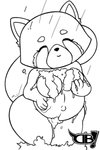 anthro bathing belly big_belly breasts censored_nipples convenient_censorship eyes_closed female fur medium_breasts navel nude pregnant pregnant_anthro pregnant_female showering smile solo wide_hips darkboss aggretsuko sanrio retsuko ailurid mammal red_panda 2020 2:3 black_and_white censored monochrome