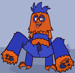 after_transformation anthro anus bent_legs blue_body blue_fur blue_pawpads blue_penis blush erection eyebrows fangs fur genitals knee_tuft knot knotted_penis leg_tuft lidded_eyes looking_at_viewer male male_anthro multicolored_body multicolored_fur no_pupils nude_anthro nude_male open_mouth open_smile orange_body orange_eyebrows orange_fur orange_hands pawpads penis pink_tongue pointy_nose red_eyes smile smiling_at_viewer solo spread_legs spreading straight_arms teeth text tongue tuft two_tone_body two_tone_fur x_anus ellymcell1 kappa_mikey mikey_simon monster werecreature werepuff 2019 artist_name colored digital_drawing_(artwork) digital_media_(artwork) english_description shaded