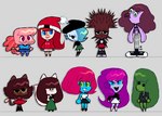 anthro beak beret black_eyes blue_body blue_eyes blue_sclera blue_skin bottomwear brown_body brown_fur brown_hair chibi clothing dress female fur green_body green_eyes green_hair green_sclera green_skin group hair hat head_spikes headgear headwear hoodie long_skirt red_clothing red_dress red_hair skirt spikes spikes_(anatomy) style_emulation topwear wazzaldorp real_axolotl_hours angel_(wazzaldorp) axey_(wazzaldorp) billie_(wazzaldorp) calla_mary firan_freewater gree_(wazzaldorp) koi-chan millie_(wazzaldorp) narif_freewater uni_(wazzaldorp) amphibian amur_carp angelfish atlantean axolotl carp cephalopod coleoid cyprinid cypriniform echinoderm echinozoan fish humanoid koi marine mole_salamander mollusk octopodiform octopus salamander sea_urchin typical_carp 2023 absurd_res hi_res