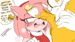 16:9 amy_rose anthro balls blush canid canine duo english_text eulipotyphlan fakeryway female fox genitals hand_on_hip hedgehog hi_res infidelity male male/female mammal miles_prower penis penis_on_face sega sonic_the_hedgehog_(series) speech_bubble text widescreen