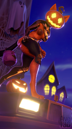 anthro areola areola_slip bag belly big_butt biped bodysuit breasts butt cellulite claws cleavage clothed clothing feet female fog food for_a_head fruit glistening glistening_body glowing glowing_eyes holidays jack-o'-lantern medium_breasts night nipple_slip nipples orange_body orange_skin paws plant pumpkin pumpkin_head rim_light skinsuit solo standing stem_on_head tail thick_thighs tight_clothing toe_claws torn_clothing avet3d twilightv0ids_(modeler) epic_games fortnite fortnite:_battle_royale halloween spice_(fortnite) felid feline mammal object_head 3d_(artwork) 9:16 absurd_res digital_media_(artwork) hi_res