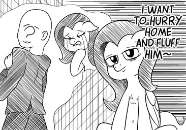bodily_fluids chest_tuft clenched_teeth clothing duo ears_down eye_bags eyes_closed female feral humor looking_at_viewer looking_back male navel pivoted_ears question_mark sad simple_background sitting suit tears teeth thought_bubble toony tuft wings happy_harvey friendship_is_magic hasbro my_little_pony mythology anon fluttershy_(mlp) equid equine horse human mammal mythological_creature mythological_equine pegasus pony black_and_white hi_res meme monochrome