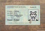 absurd_res anthro beastars bengal_tiger blue_eyes bust_portrait clothing colored english_text esther_(greatlizardwizard) fan_character felid female fur hi_res id_card id_number insignia mammal multicolored_body multicolored_fur number pantherine portrait school_uniform solo stripes student sunny_frostwolf text tiger tomboy uniform white_body white_fur