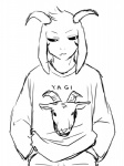 anthro fur male solo standing white_body white_fur ikutasemi undertale undertale_(series) asriel_dreemurr_(god_form) boss_monster_(undertale) bovid caprine mammal monochrome