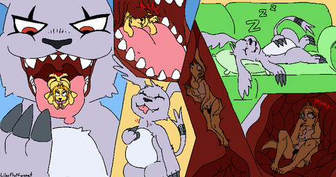 ambiguous_gender anthro clothing duo furniture internal male micro mouth_shot neck_bulge open_mouth organs skinny sleeping smelly sofa stomach swallowing teeth thong tongue tongue_out underwear uvula vore lilacfluffygoat bandai_namco digimon canid canine canis digimon_(species) domestic_dog gazimon mammal aliasing binary_drawing digital_drawing_(artwork) digital_media_(artwork)
