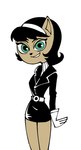 accessory anthro bare_legs black_hair clothing coat female gloves green_eyes hair hair_accessory hairband handwear leather leather_clothing looking_at_viewer simple_background smile solo standing sweater tailless tan_body topwear turtleneck white_background m4nzel nickelodeon t.u.f.f._puppy kitty_katswell domestic_cat felid feline felis mammal 2024 portrait three-quarter_portrait