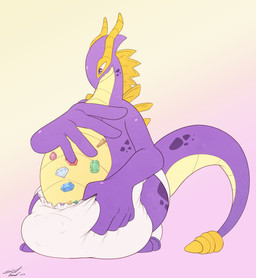 anthro big_diaper clean_diaper diaper front_view gem jewelry male purple_body solo steelshark activision nintendo pokemon spyro_the_dragon generation_2_pokemon legendary_pokemon lugia pokemon_(species) absurd_res hi_res