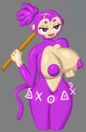 anthro areola big_breasts breasts female fondling fur hand_on_breast holding_breast nipples purple_areola purple_body purple_eyes purple_fur purple_nipples self_fondle solo boobamaster bloons_tower_defense ninja_kiwi ezili_(bloons) haplorhine mammal monkey primate hi_res