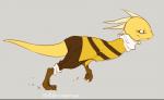 armless claws clothed clothing grey_background scarf simple_background solo stripes yellow_body yellow_skin ningenzoo undertale undertale_(series) monster_kid reptile scalie artist_name