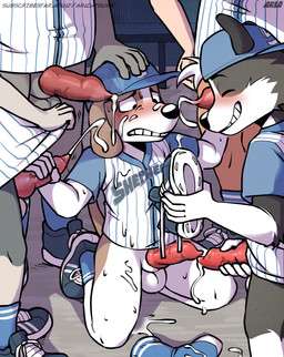 animal_genitalia animal_penis anthro backwards_baseball_cap backwards_hat baseball_cap baseball_uniform bodily_fluids bottomless bukkake canine_genitalia canine_penis clothed clothing clothing_lift cum cum_drip cum_on_chest cum_on_face cum_on_ground dripping ejaculation erection feet foot_fetish footwear genital_fluids genitals group group_masturbation group_nudity group_sex hairless hand_on_head hand_on_hip handjob hat headgear headwear kneeling kneeling_on_ground knot male male/male masturbation penile penis sex shirt shirt_lift shoe_fetish shoes shoes_removed smile sneakers socks sportswear topwear uniform arloatdusk beagle border_collie canid canine canis collie domestic_dog greyhound hairless_dog herding_dog hunting_dog mammal pastoral_dog primitive_dog scent_hound sheepdog shiba_inu sighthound spitz xoloitzcuintli hi_res