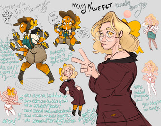 6_arms accessory arms_out blonde_hair blush blush_lines boots bottomwear bow_ribbon breasts brown_clothing butt camera chibi cleavage clothed clothing coat dialogue ear_piercing ear_ring exclamation_point explanation eyewear facing_away_from_viewer facing_forward female fist footwear front_view gesture glasses green_clothing hair hair_accessory hair_bow hair_ribbon hand_gesture hand_on_cheek hand_on_hip hat headgear headwear heart_eyes heart_symbol high_heels leaning legwear lingerie lingerie_panties looking_at_viewer looking_away looking_back looking_down multi_arm multi_limb note_pad notebook pen_(object) pencil_skirt piercing pointing pointing_at_self reporter ribbons ring_piercing shoes shorts sitting skirt smile smiling_at_viewer smirk smirking_at_viewer solo standing star stockings superhero superhero_costume suspenders text thigh_gap thigh_highs topwear trenchcoat v_sign wearing_glasses white_clothing yellow_clothing doodlebunnyart itzy_bitzy_(doodlebunnyart) animal_humanoid arachnid arachnid_humanoid arthropod arthropod_humanoid humanoid spider_humanoid absurd_res english_text hi_res signature