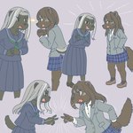 angry anthro asian_clothing clothed clothing duo east_asian_clothing eye_contact female japanese_clothing japanese_school_uniform kemono looking_at_another rock_paper_scissors school_uniform uniform ekaki510 badger gulonine honey_badger mammal mustelid musteline wolverine 1:1