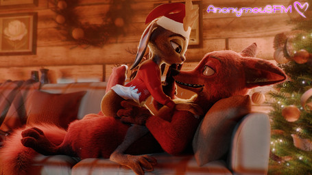 animal_genitalia animal_penis anthro balls between_buttocks big_butt bodily_fluids butt canine_genitalia canine_penis christmas_clothing christmas_headwear christmas_tree claws clothing cum duo erection eye_contact female fur genital_fluids genitals grey_body hair hat headgear headwear holding_leg holding_thigh holidays intimate knot knotted_penis looking_at_another male male/female nude open_mouth paws penis plant purple_eyes romantic romantic_couple rubbing_face size_difference smile tail teeth thick_thighs tree wide_hips anonymousfm christmas disney zootopia judy_hopps nick_wilde canid canine european_rabbit fox lagomorph leporid mammal oryctolagus rabbit red_fox true_fox 16:9 3d_(artwork) 4k absurd_res digital_media_(artwork) hi_res widescreen