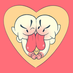 balls big_tongue blush bodily_fluids duo eyebrows floating_head_creature french_kissing genital_fluids genitals heart_symbol kissing male male/male penis precum precum_string saliva saliva_on_tongue saliva_string tongue tongue_out touching_penis touching_tips touching_tongue white_balls white_body white_penis gemsum mario_bros nintendo boo_(mario) ghost spirit 1:1 2023