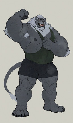 anthro armpit_hair biceps body_hair calf_muscles forearm_muscles male mane muscular muscular_anthro muscular_male nipples pawpads pecs quads serratus solo stocky tail triceps white_mane marius_tygo arsian_talmurr felid lion mammal pantherine absurd_res hi_res