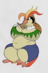 barefoot beak belly big_breasts book bottomwear breasts cleavage clothed clothing curl feet female green_eyes navel obese overweight reading shirt shorts smile solo tail topwear chubberdy third-party_edit nintendo pokemon rosa_pyle avian bird generation_1_pokemon pidgeot pokemon_(species) flat_colors hi_res