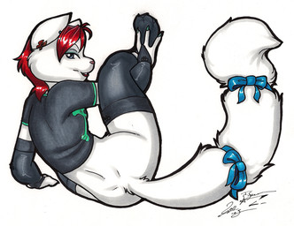 accessory anthro bottomless bow_(feature) bow_accessory bow_ribbon clothed clothing ear_piercing female furgonomics piercing raised_leg ribbons simple_background solo tail tail_accessory tail_bow tail_ribbon white_background os domestic_cat felid feline felis mammal 2011