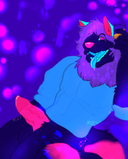 alcohol_consumption anthro athletic athletic_male bodily_fluids drooling_tongue drunk genital_fluids genitals leaking_precum male penis pink_penis precum solo substance_intoxication thick_penis vein veiny_penis m0chibunz dubdog humanoid