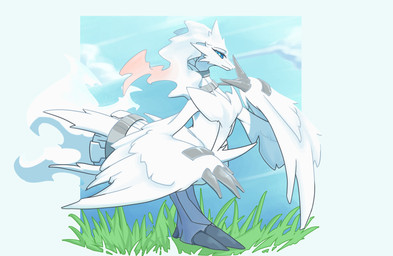 anthro blue_eyes blue_sky cloud female fur grass hair nails plant sky solo tail white_body white_fur white_hair adetuddymax nintendo pokemon generation_5_pokemon legendary_pokemon pokemon_(species) reshiram absurd_res hi_res