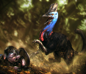 ambiguous_gender armor attack beak blurred_background casque_(anatomy) day duo eyes_closed female feral head_crest military open_mouth outside soldier standing tail teeth tongue warrior assasinmonkey hasbro my_little_pony mythology fan_character avian bird cassowary equid felid gryphon hybrid leopard mammal mythological_avian mythological_creature pantherine ratite southern_cassowary digital_media_(artwork) digital_painting_(artwork) hi_res painting_(artwork)