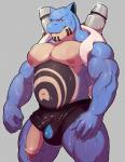 anthro anthrofied balls biceps big_biceps big_muscles big_pecs blue_body blue_skin bottomwear bulge claws clothed clothing facial_markings foreskin front_view genital_piercing genitals grey_background half-erect head_markings humanoid_genitalia humanoid_penis looking_at_viewer male manly markings multicolored_body multicolored_skin musclegut muscular muscular_anthro muscular_male nipples non-mammal_balls pants partially_clothed partially_retracted_foreskin pecs penis penis_piercing penis_poking_out penis_through_leghole piercing pokemorph pose prince_albert_piercing shell shoulder_cannon simple_background smile solo standing tan_body tan_skin tattoo teeth thick_penis thick_thighs three-quarter_view topless underwear wet knuxlight nintendo pokemon blastoise generation_1_pokemon pokemon_(species) reptile scalie 2017 hi_res portrait three-quarter_portrait